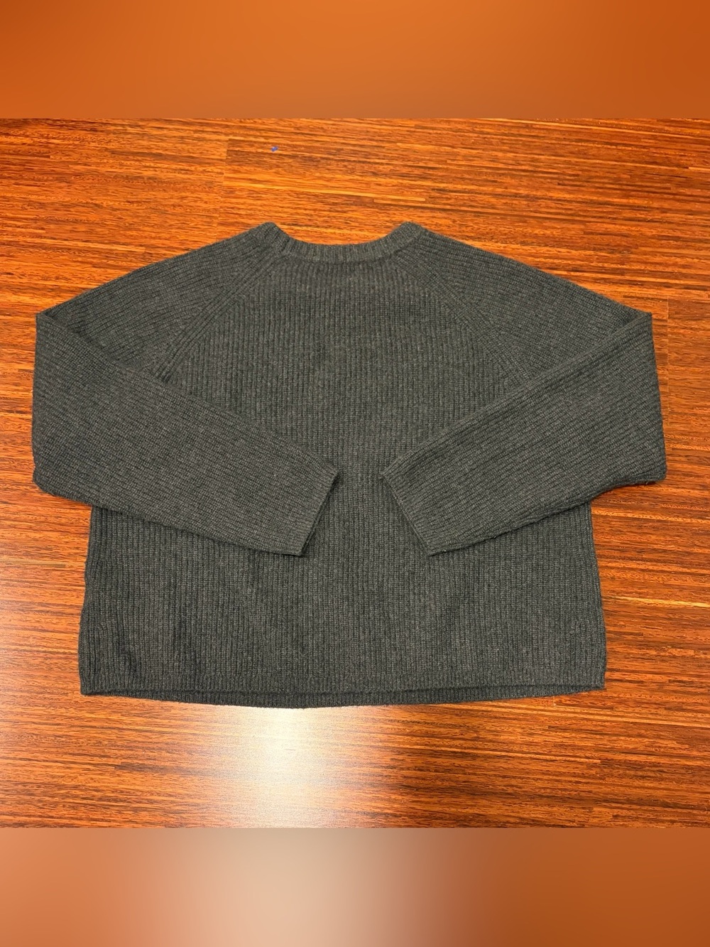 Quince Charcoal Grey 100% Mongolian Cashmere Fisherman Rib Crewneck Sweater XL - Picture 7 of 7